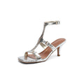 2025 Summer New Women Sandals Shoes High Heel Genuine Leather Sexy Round Toe Ankle Strap Party Shoes Pumps Buckle Wedding 34-42