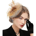 Fascinator Hat for Women  -  Elegant Tea Party & Derby Pillbox with Flower Mesh for Bridal Weddings