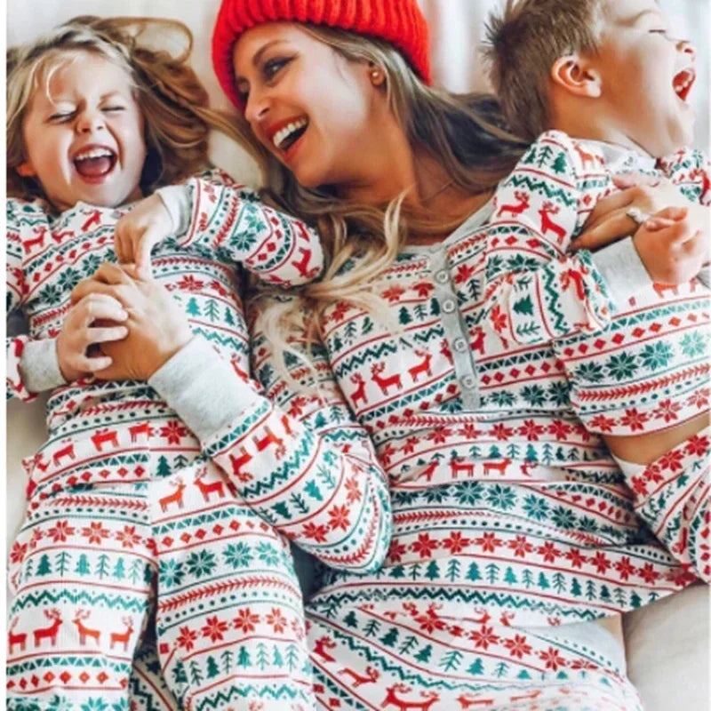 Christmas Family Matching Pajamas Set – Allover Print 2-Piece Sleepwear for Mom, Dad, Kids & Baby