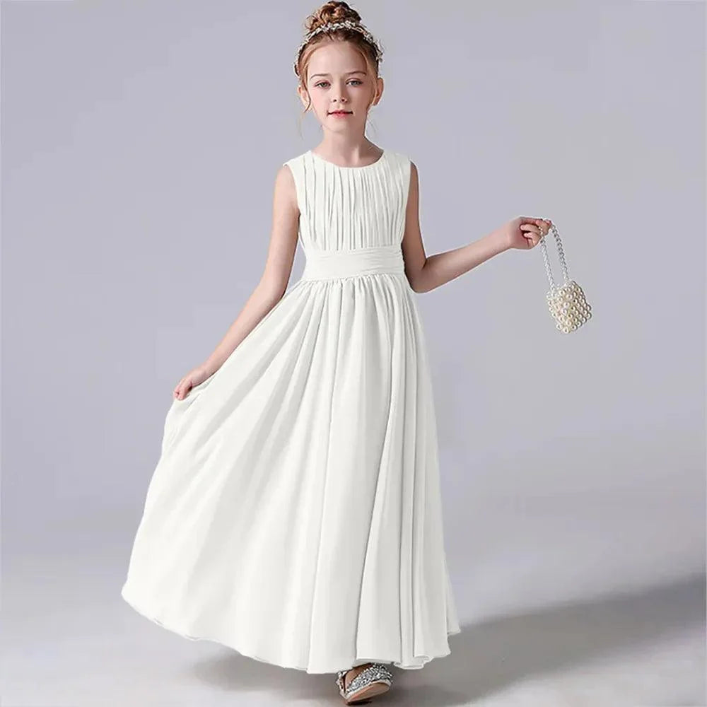 Chiffon Pleated Flower Girl Dress