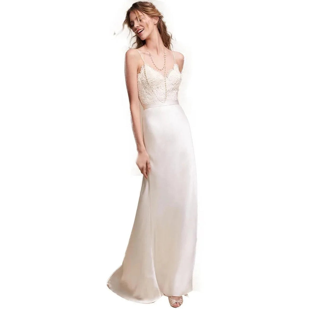 French Lace Evening Gown – Backless Spaghetti Strap, Floor-Length Cocktail Dress, Custom Made