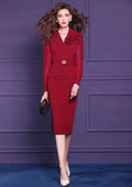 Elegant Women's Blazer Pencil Dress – Autumn 2024 Office & Cocktail Party Attire, Long Sleeve 3D Floral Design, Plus Sizes Available