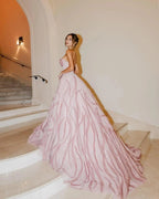 Dusty Rose Couture Evening Gown – Handmade Flowers, Puffy Tutu Tulle, Bridal Dress