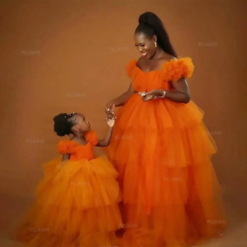 Fluffy Tulle Maternity Gown for Photoshoots