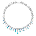 Fashion aquamarine 925 Sterling Silver Water Drop Necklace Cultivate Sapphire Blue Necklace Pendants Plated Gold Necklace