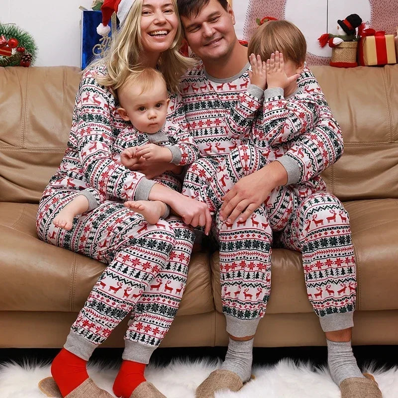 Christmas Family Matching Pajamas Set – Allover Print 2-Piece Sleepwear for Mom, Dad, Kids & Baby