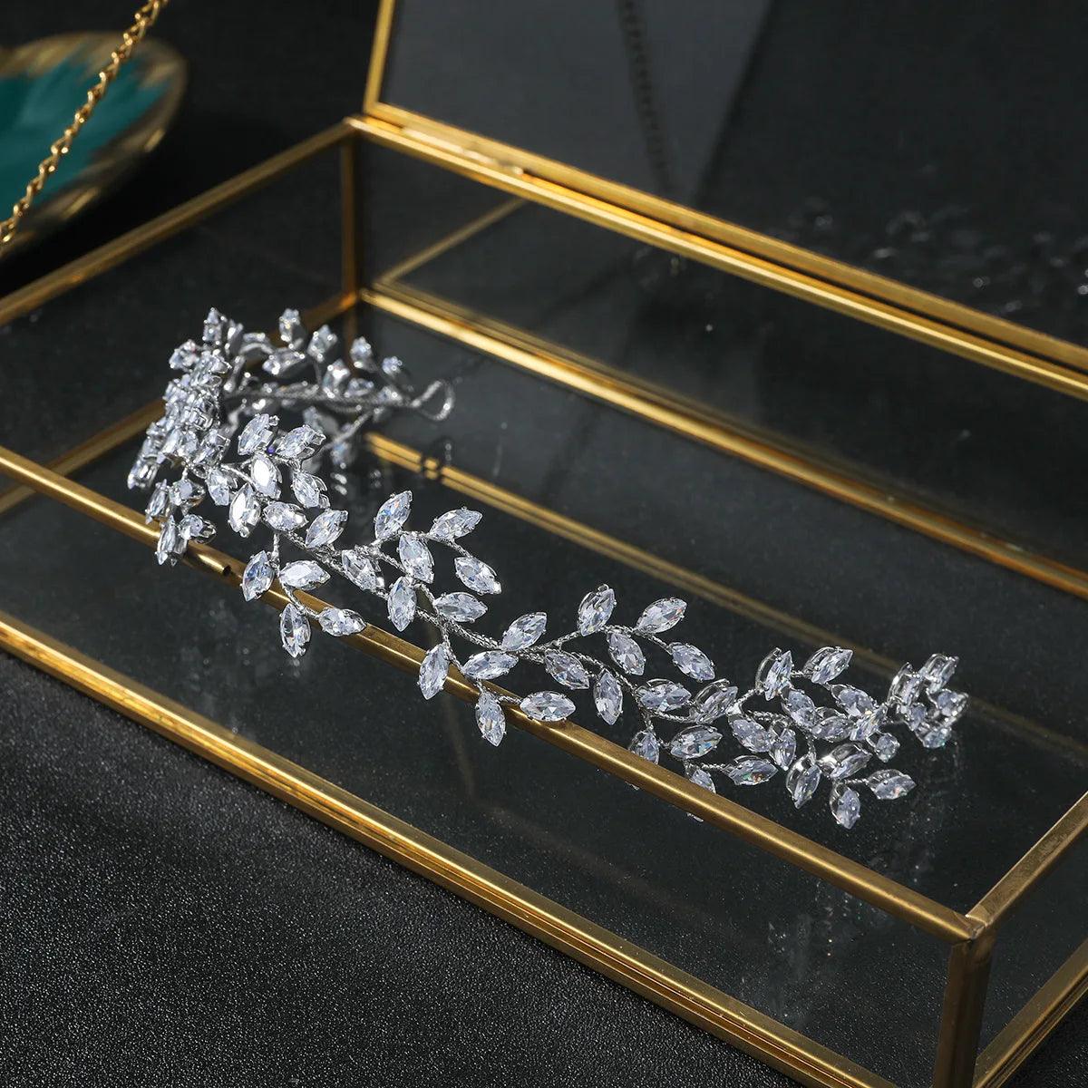 Bridal Headband Wedding Headdress Cubic Zirconia Princess Bride Tiaras Crowns Women Birthday Party Prom Hair Jewelry Hairband