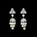 Boutique Design Jewelry 925 Silver Gold-Plated Synthetic Zircon White Round Pearl Tassel Earrings