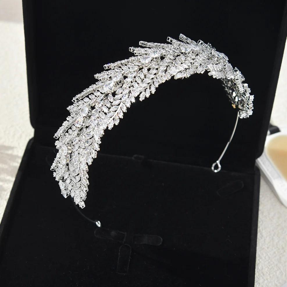 Crystal Bridal Headband Luxury Zirconia CZ Wedding Hair Accessories, Tiaras & Crowns for Prom & Party