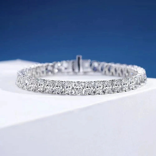 100% 925 Sterling Silver Oval Cut 0.5 CT Lab Sapphire Bangle Bracelet Sparkling Fine Jewelry for Women | Anniversary Gift