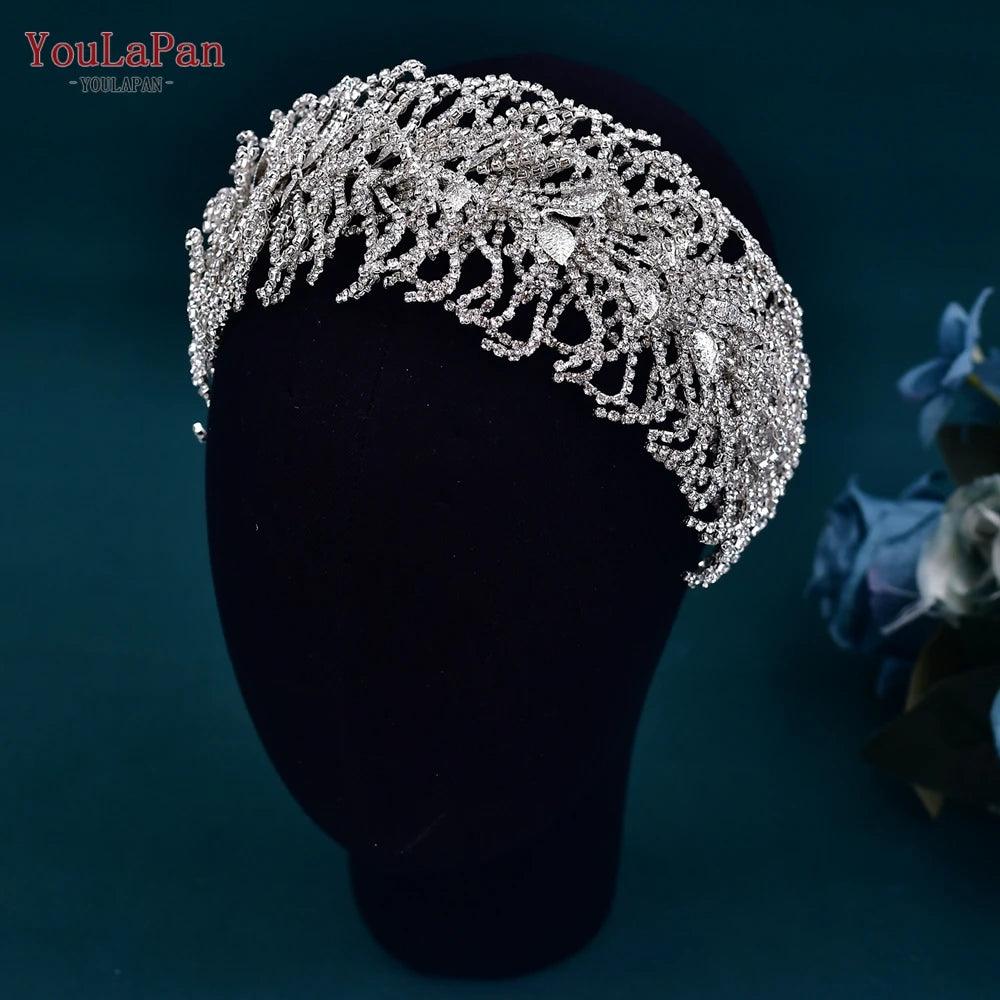 Crystal Wedding Headband | Floral Bridal Headpiece | Bride Tiara Hair Accessories for Wedding & Party