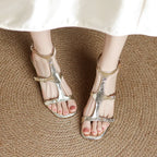 2025 Summer New Women Sandals Shoes High Heel Genuine Leather Sexy Round Toe Ankle Strap Party Shoes Pumps Buckle Wedding 34-42
