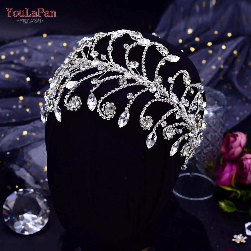 Crystal Wedding Headband | Floral Bridal Headpiece | Bride Tiara Hair Accessories for Wedding & Party