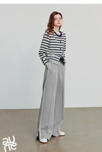 Casual Knit Straight Pants – Elastic Waist Autumn Trousers for Women