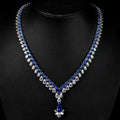 Elegant 925 Sterling Silver Blue Pear Spinel & Ruby Pendant Necklace  -  High Carbon Diamond Gemstone Jewelry