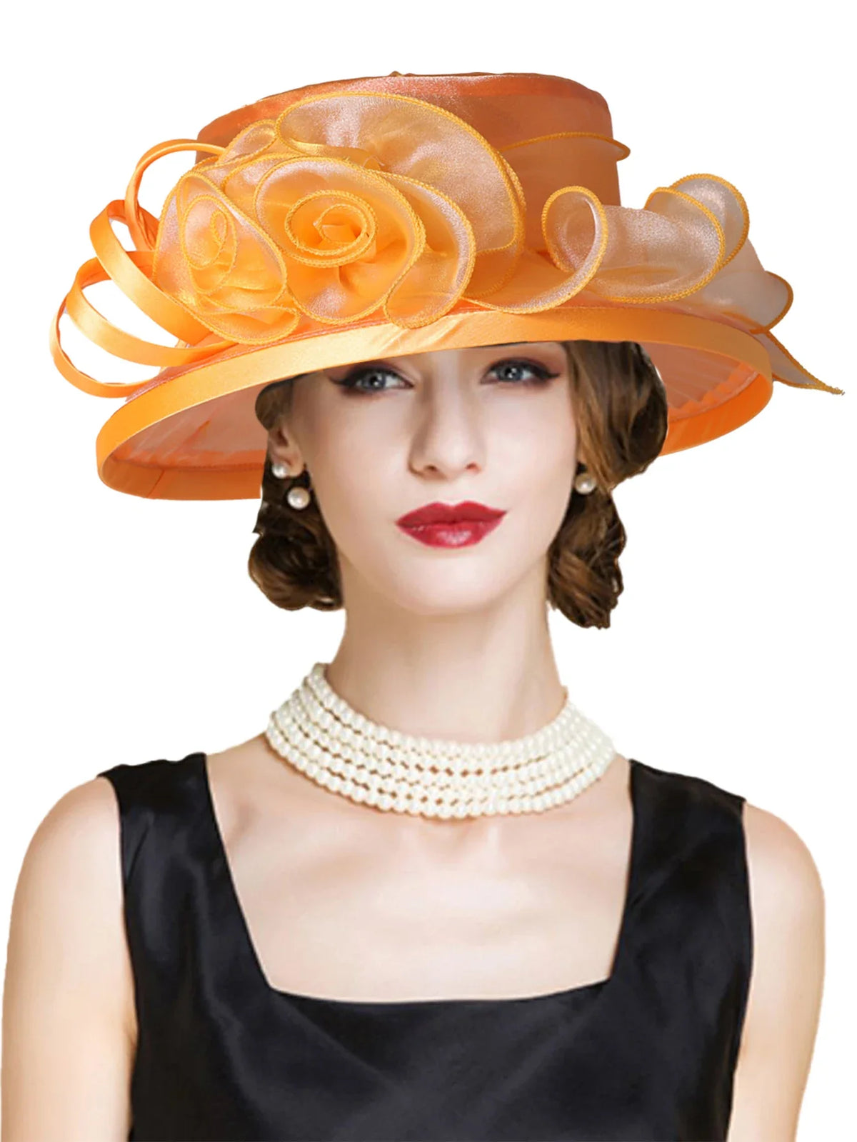 Elegant Flat Top Sun Visor Hats For Women Flower Elegant Wedding Bridal Tea Party Millinery UV Protection Derby Cap Female Hat