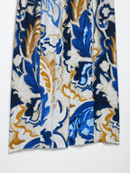 2025 Sleeveless Collared Maxi Dress  -  Belted Waist & Bold Abstract Print