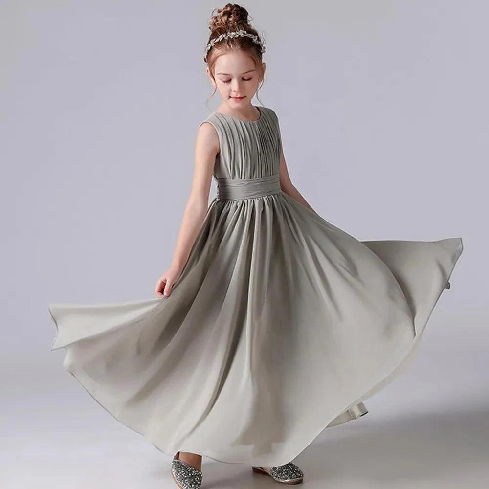 Chiffon Pleated Flower Girl Dress