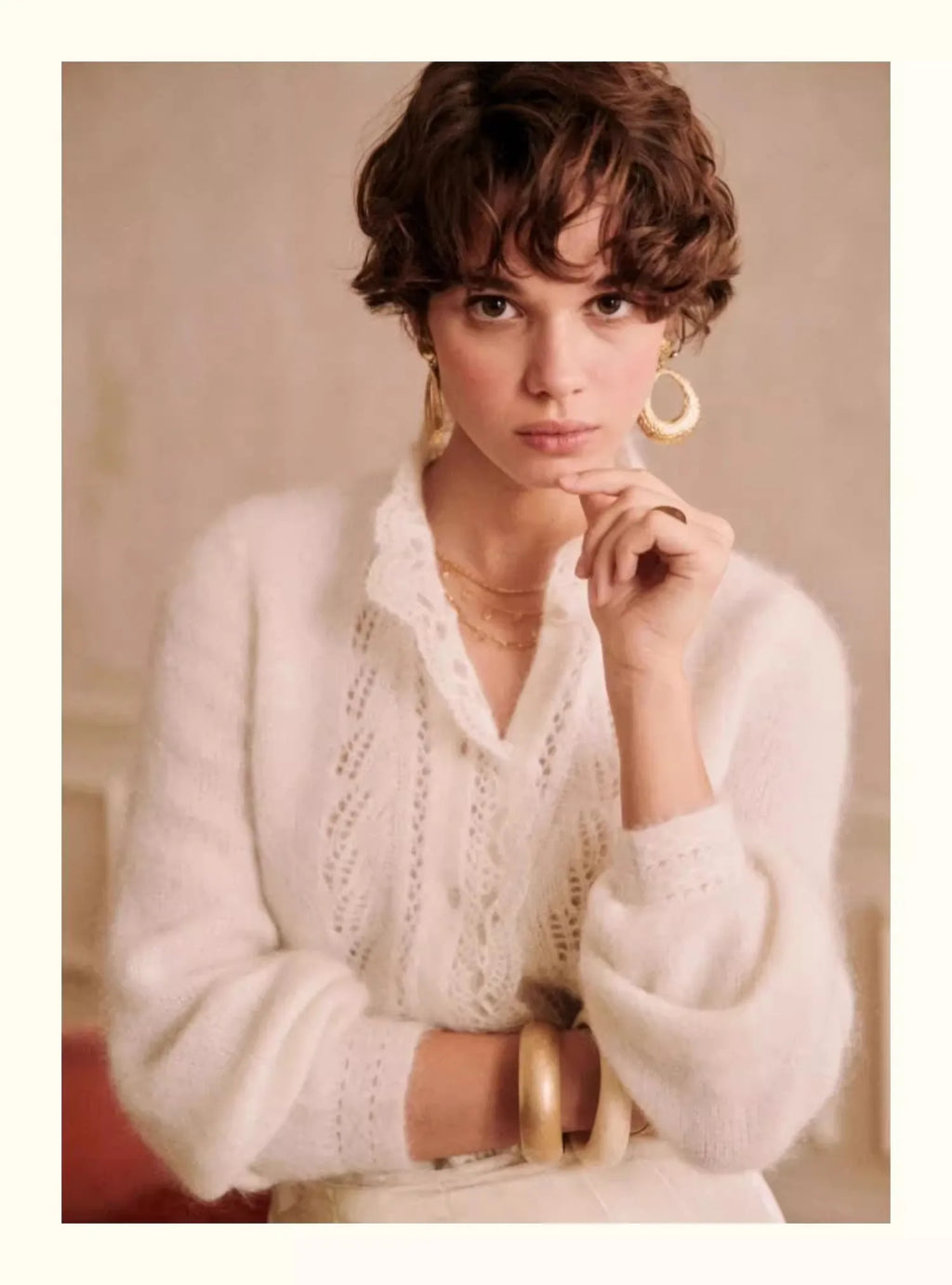 French Design Chic Knitted Cardigan Women'S Spring And Autumn Retro V-Neck Soft Glutinous Long Sleeved Sweater