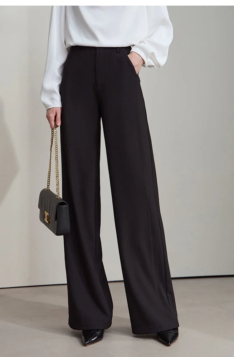Elegant Minimalist Office Wide Leg Pants – Women’s Luxury Casual Loose Straight Trousers 2025 New Collection