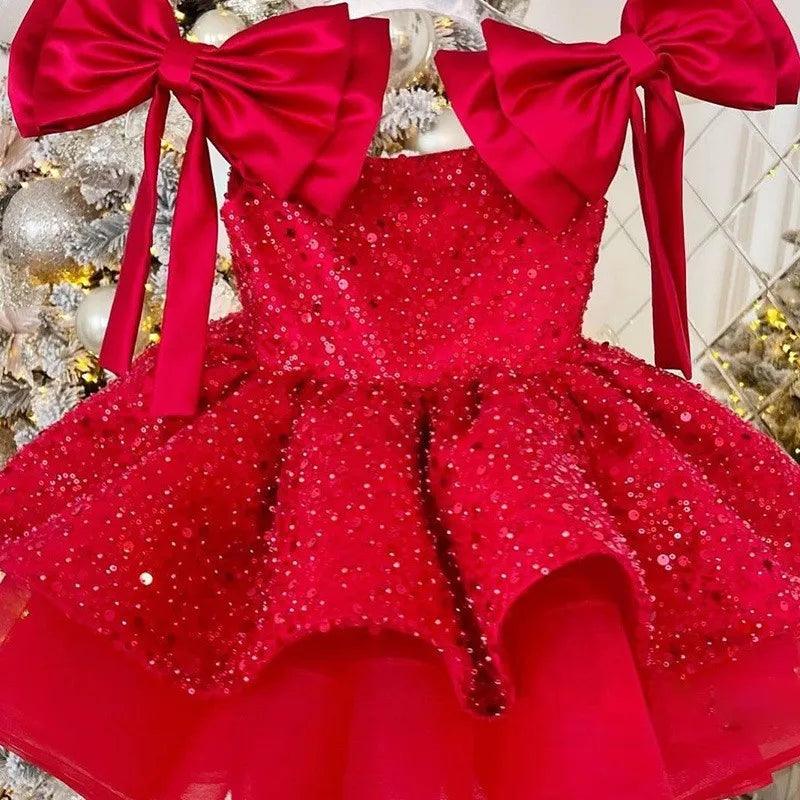 Baby Girl Princess Tutu Dress â€“ Sequins, Tulle, Bow Design for Infants and Toddlers, Perfect for Parties, Pageants, Birthdays, Weddings, and Christmas