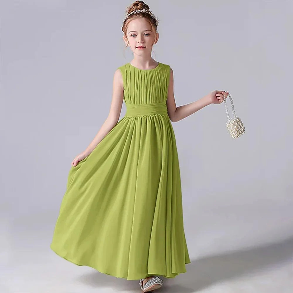 Chiffon Pleated Flower Girl Dress
