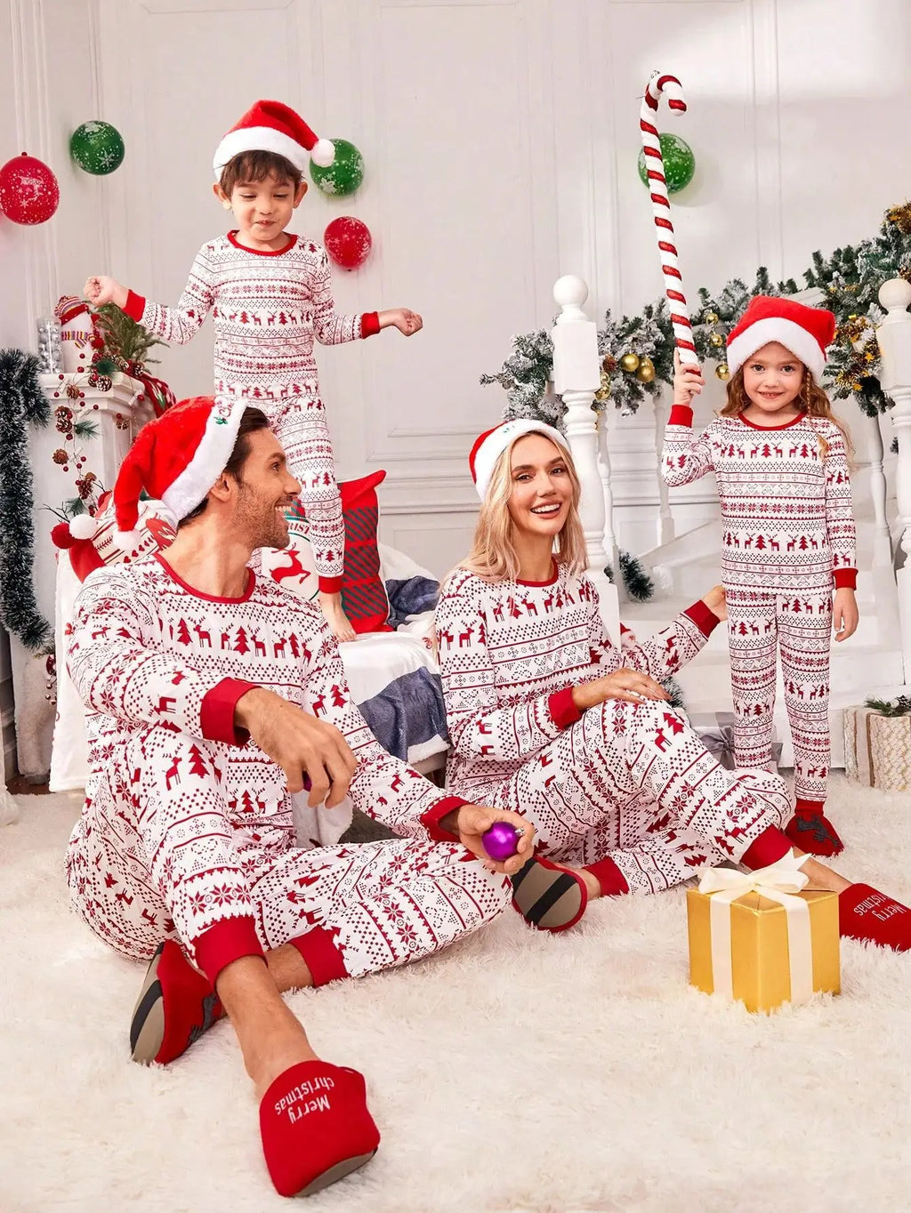 Matching Family Christmas Pajamas – Festive All-Over Print