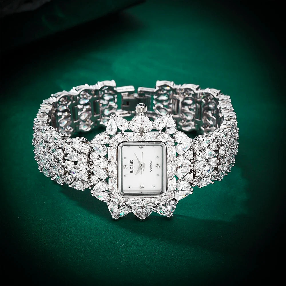 19cm Women's Full Crystal Watch  AAA Cubic Zirconia Wedding Party Jewelry | Japan Movement