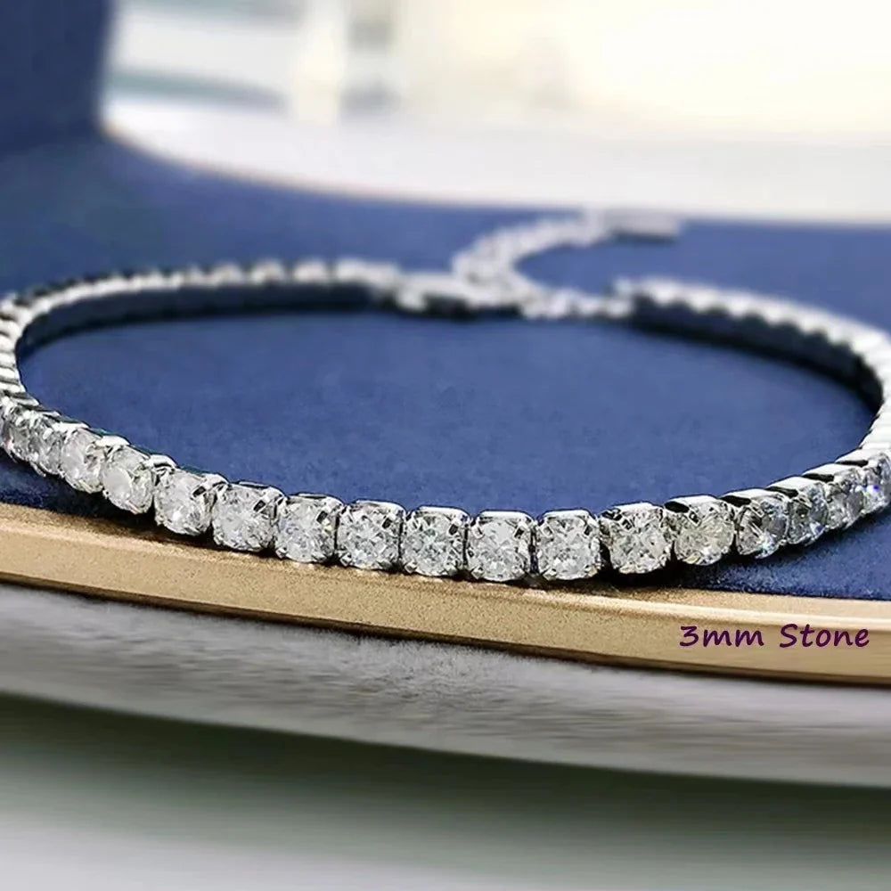 Elegant 925 Sterling Silver Moissanite Tennis Bracelet 4.4 Carat, Adjustable, Light Luxury for Women