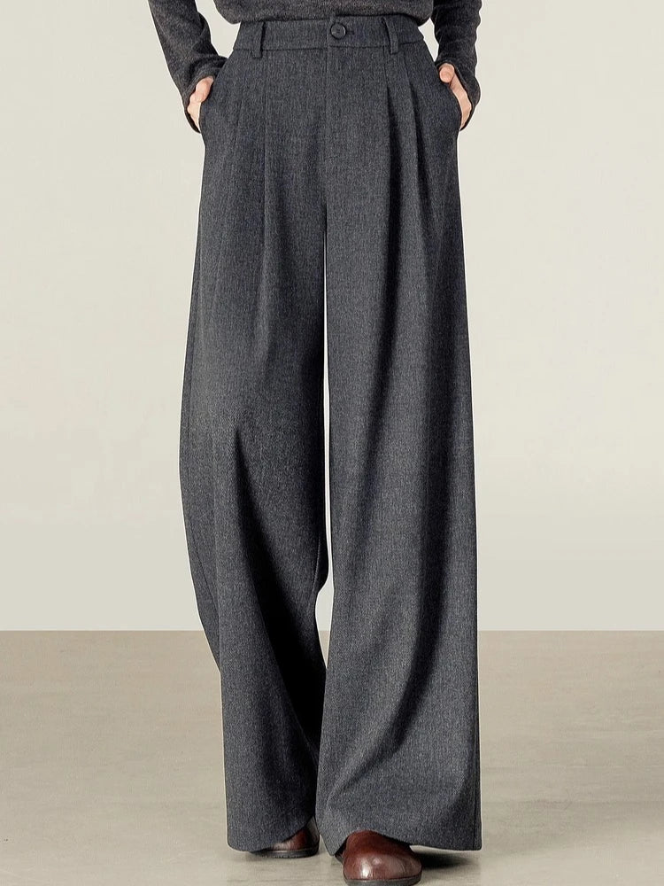 Elegant Knit Wide-Leg Pants – Autumn Office Casual Trousers for Women