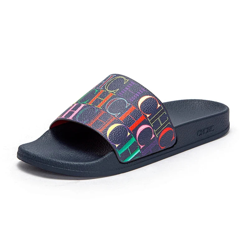 Fashionable Classic Simplicity Women’s Slippers – PVC Material, Letter Print, Outdoor Casual Flat Bottom