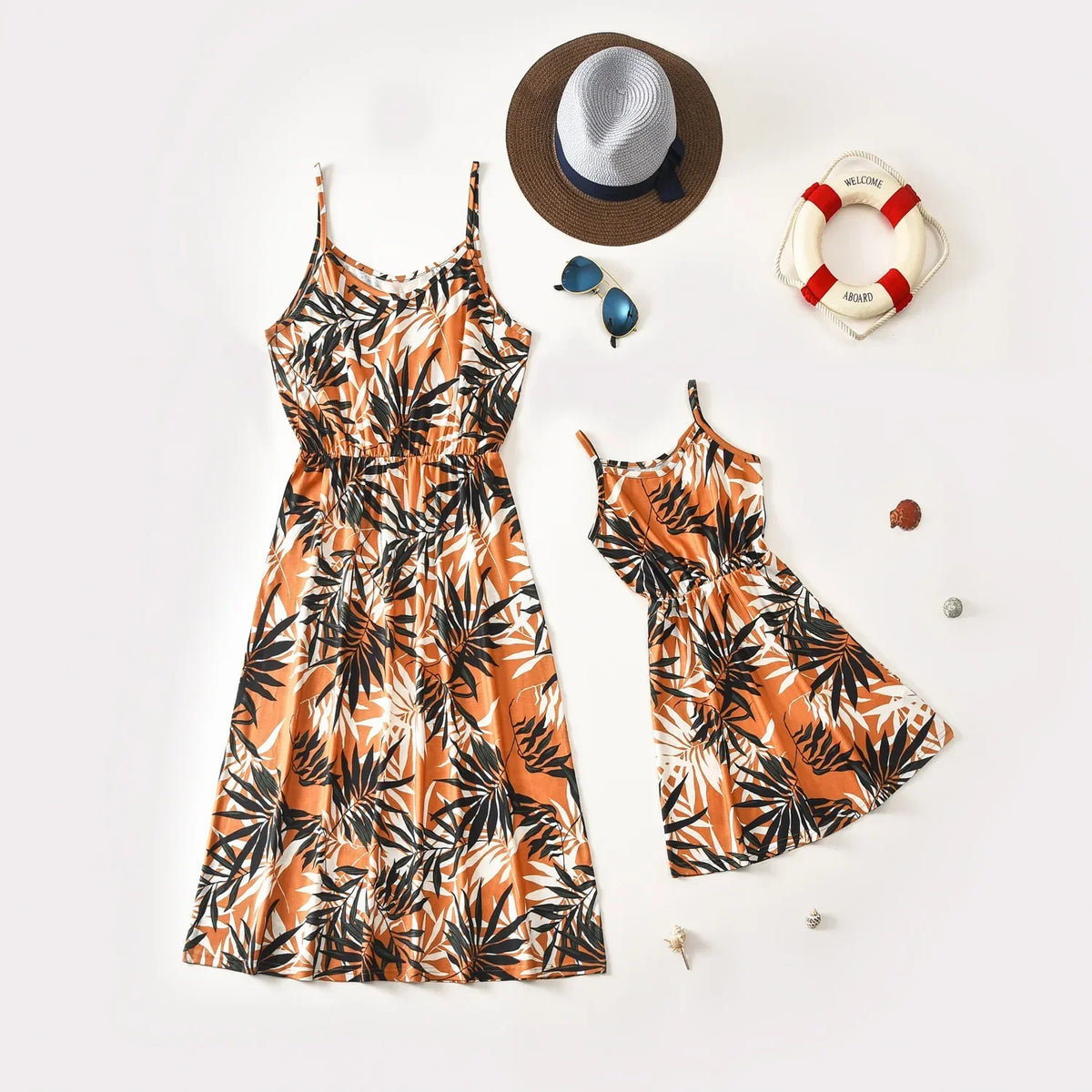 Floral Print Sling Dress for Mom and Daughter â€“ Elegant Matching Slip Dresses for Summer