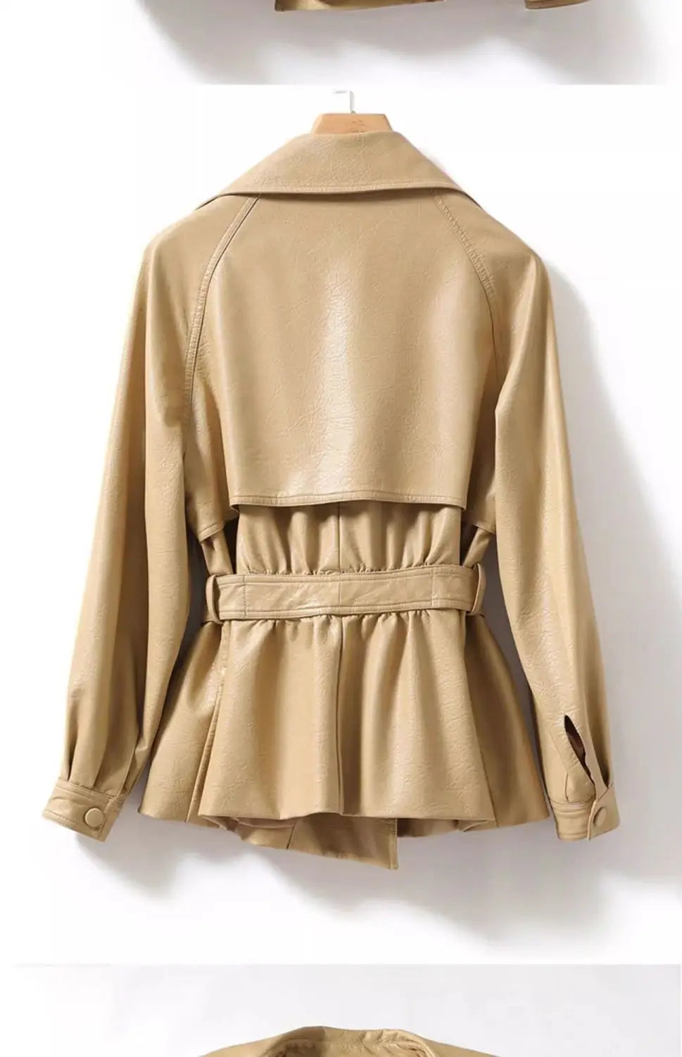 Fashionable Genuine Leather Jacket for Women Waist-Tied Loose Fit Black or Brown  |  Casual Luxury Outerwear