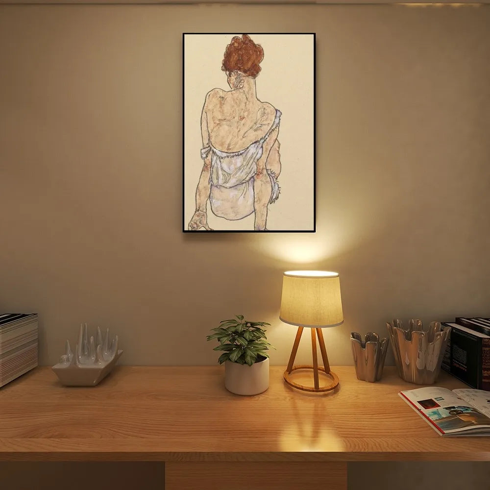 Egon Schiele Self-Adhesive Art Poster – Waterproof Wall Sticker for Coffee House, Bar, or Living Room Decor (1pc)