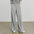 Casual Knit Straight Pants – Elastic Waist Autumn Trousers for Women