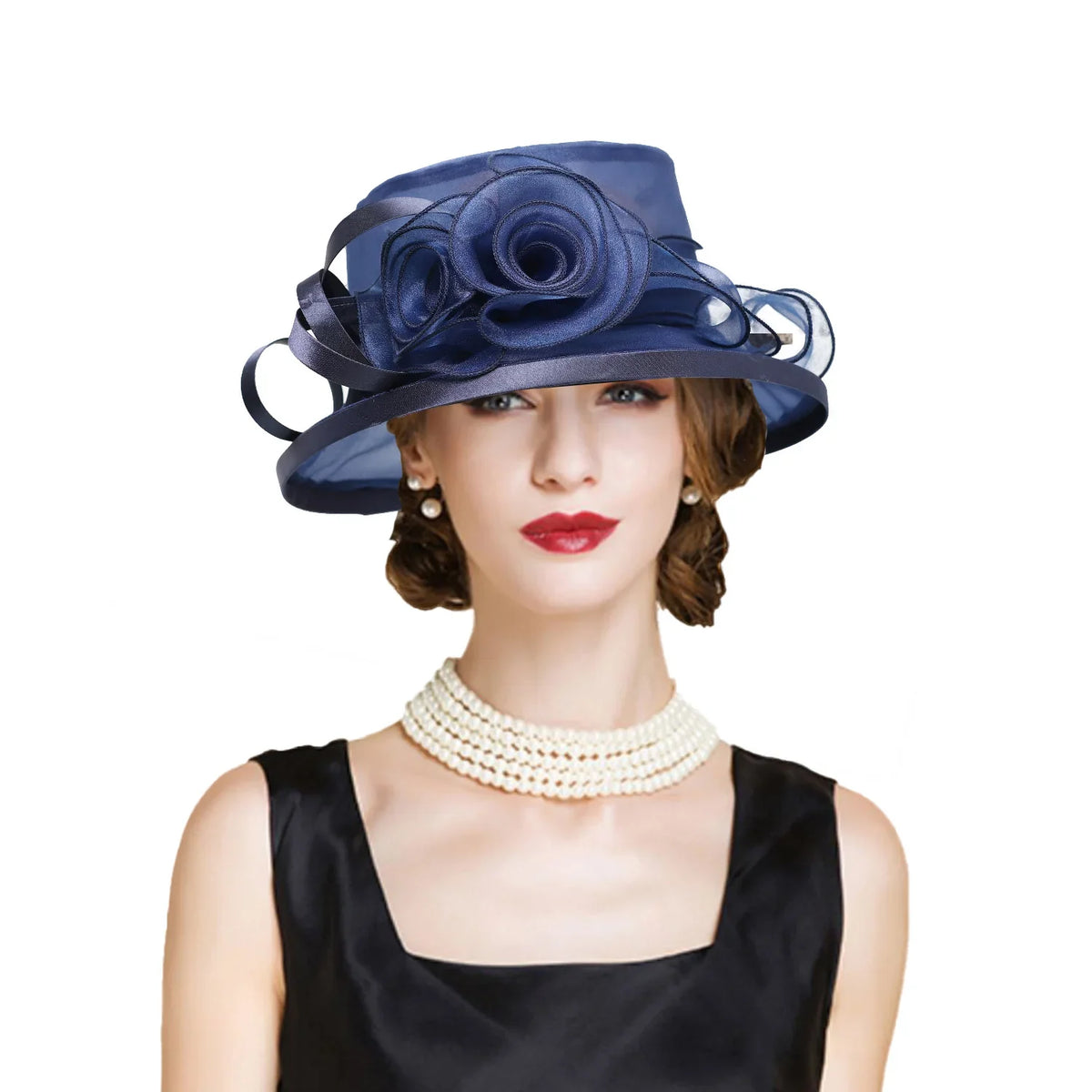 Elegant Flat Top Sun Visor Hats For Women Flower Elegant Wedding Bridal Tea Party Millinery UV Protection Derby Cap Female Hat