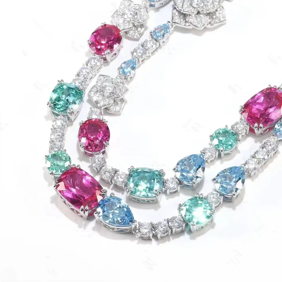 Fancy Color Zirconia Necklace 925 Sterling Silver | Elegant Fine Jewelry for Women  Product Description: