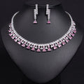 Geometric Triangle Zircon Jewelry Set for Women  Shiny Necklace & Earrings for Dubai Bridal Wedding or Party Gift