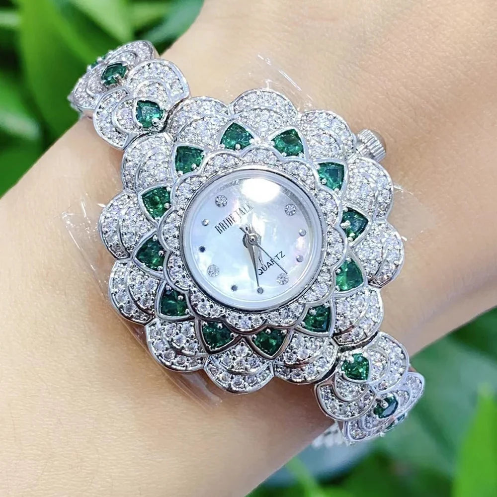 Gorgeous Women's Watch | AAA Cubic Zirconia Sunflower Bracelet Watch | Fashion Jewelry for Wedding & Party
