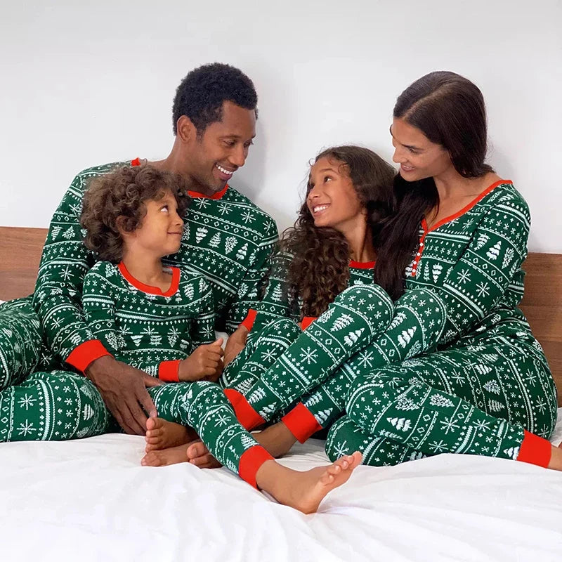 Christmas Family Matching Pajamas Set – Allover Print 2-Piece Sleepwear for Mom, Dad, Kids & Baby