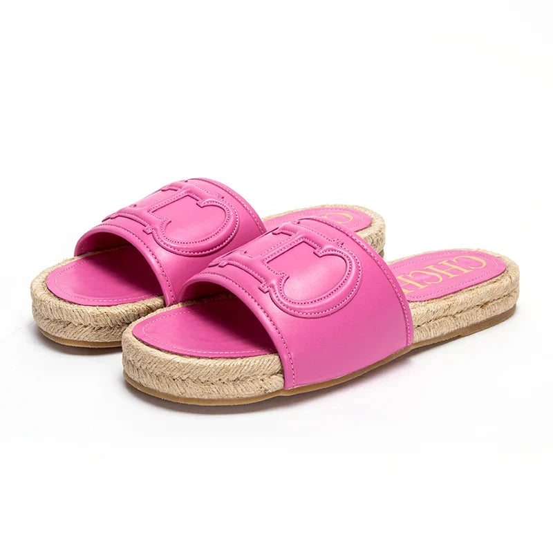 Chic Women's Beach Shoes New Hemp Bottom Anti slip Women's Sandal Flats