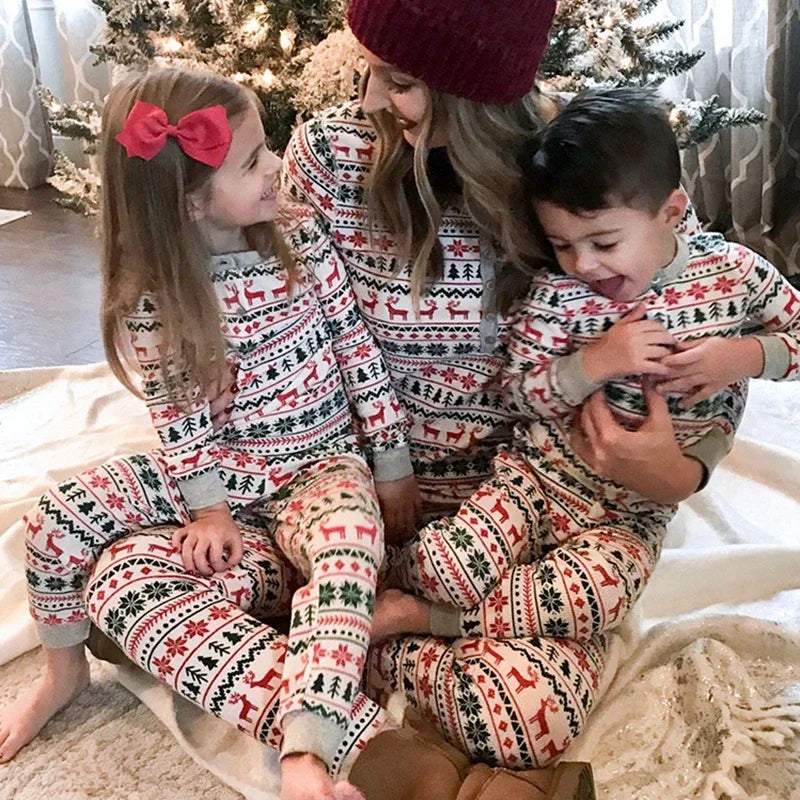 Christmas Family Matching Pajamas Set – Allover Print 2-Piece Sleepwear for Mom, Dad, Kids & Baby