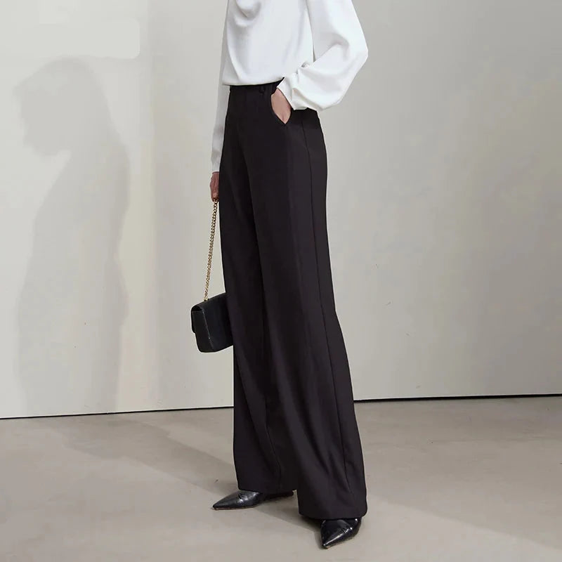 Elegant Minimalist Office Wide Leg Pants – Women’s Luxury Casual Loose Straight Trousers 2025 New Collection