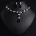 European & American Luxury Colorful Water Drop Zircon Necklace and Earrings Set Wheat-Inspired 2-Piece Bridal Jewelry for Wedding or Dinner Party Gift