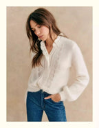 French Design Chic Knitted Cardigan Women'S Spring And Autumn Retro V-Neck Soft Glutinous Long Sleeved Sweater