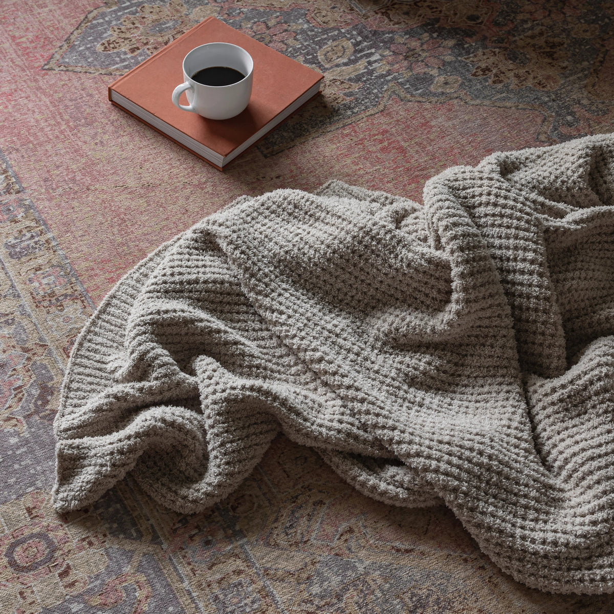 Greige Waffle Extended Throw