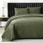 Plume 3 Pc Velvet Light Weight Quilted Comforter Set - Multiple Options