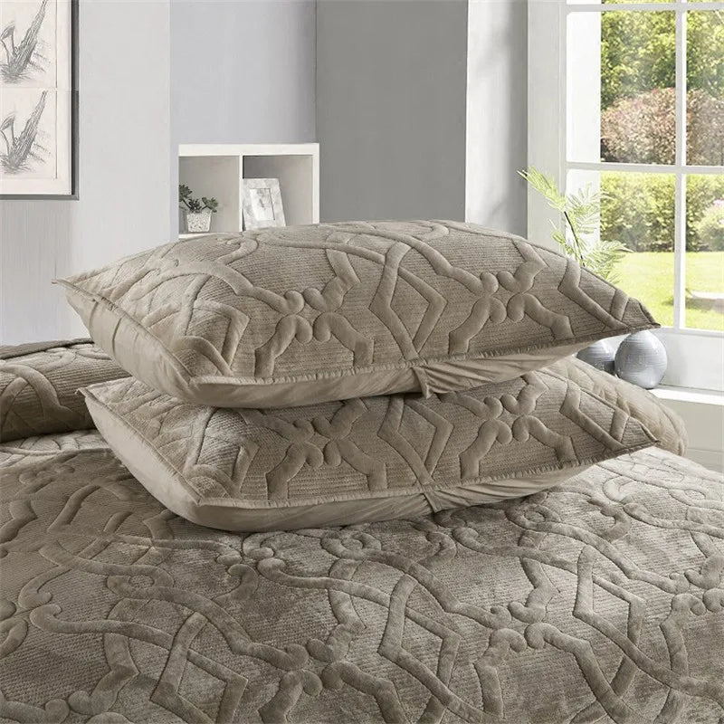 Plume 3 Pc Velvet Light Weight Quilted Comforter Set - Multiple Options