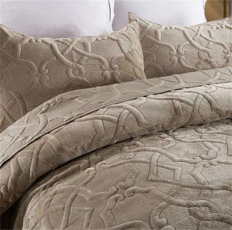 Plume 3 Pc Velvet Light Weight Quilted Comforter Set - Multiple Options
