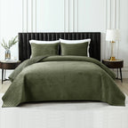 Plume 3 Pc Velvet Light Weight Quilted Comforter Set - Multiple Options